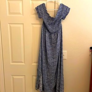 Blue floral off the shoulder midi dress never worn